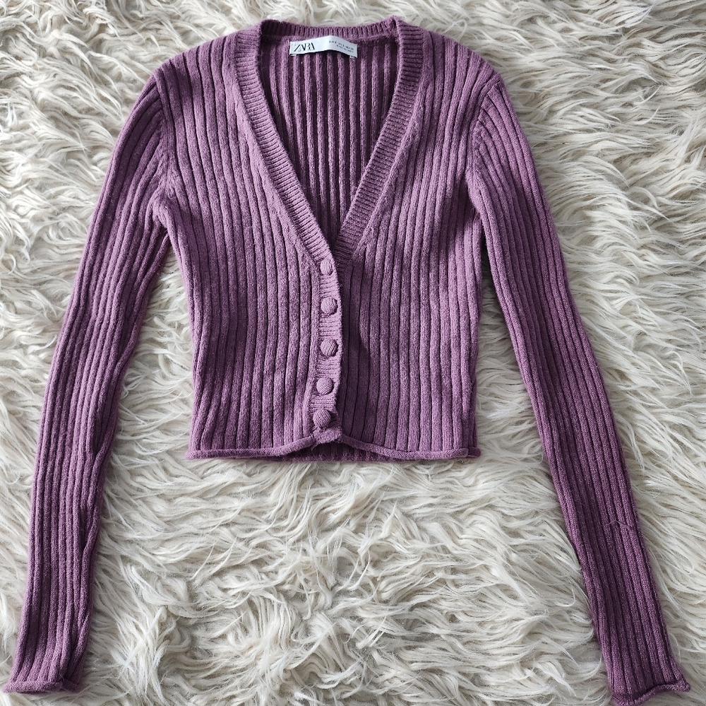 Zara Purple Wool Cardigan